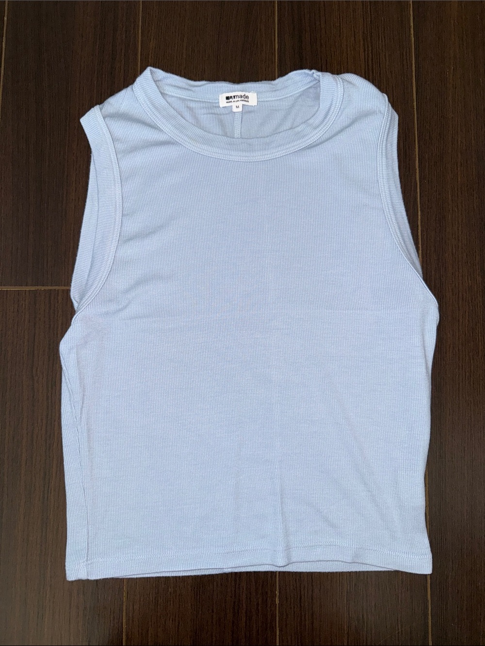 LA MADE Women's Light Blue Ribbed Tank Top - Picture 4 of 6